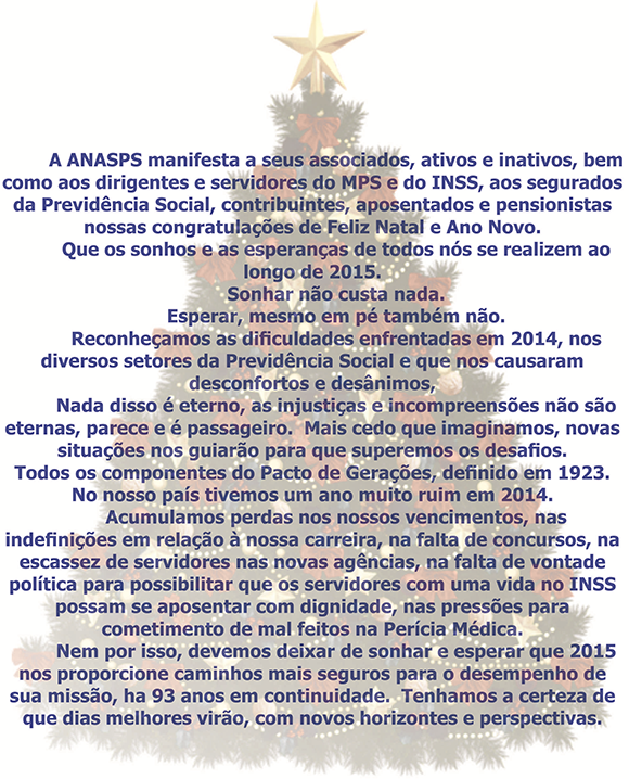 Congratulações de Feliz Natal e Ano Novo da Anasps – Anasps