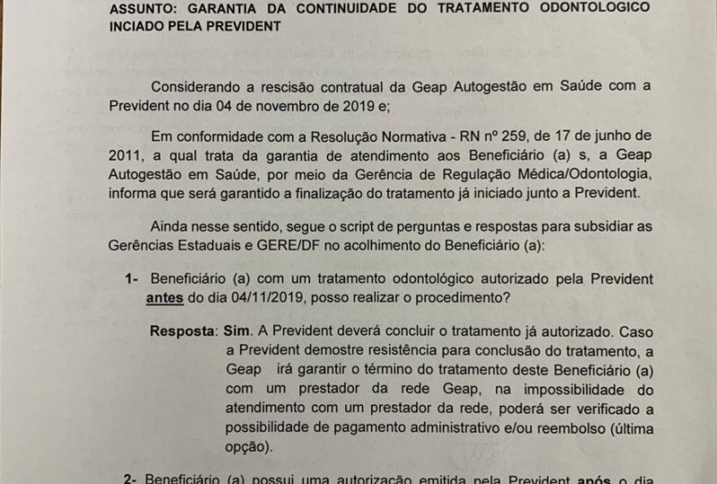 151.1 GEAP reincide contrato com prestadora de serviços odontológicos
