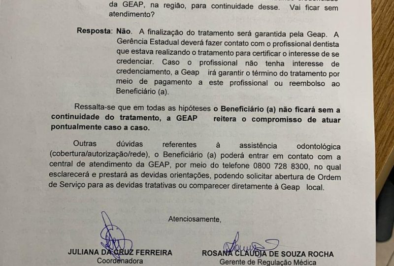 151.2 GEAP reincide contrato com prestadora de serviços odontológicos